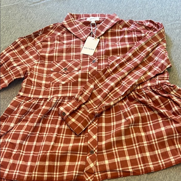 heyson Tops - Heybo Women's Red Plaid Button Down Shirt